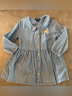 Joe Fresh Light Blue Denim Dress with Rainbow Patch